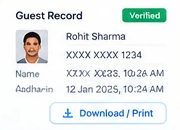 A guest record with a download and print button