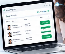 A guest register on a laptop