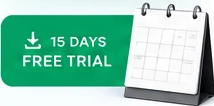 A calendar and a 15-day free trial label